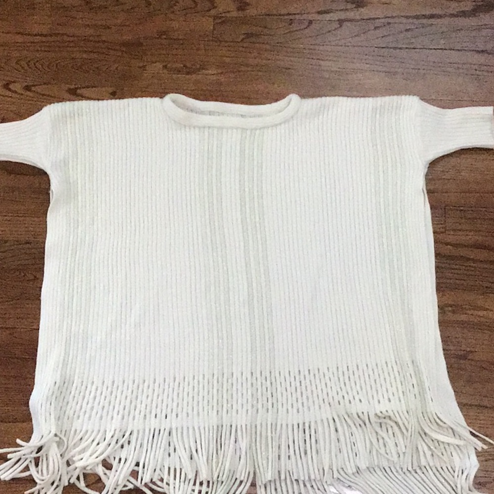 Fringed sweater poncho